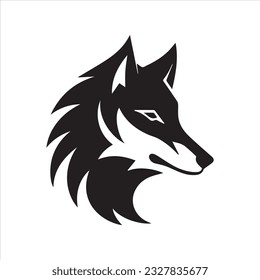 Wolf Head Icon Black and white logo