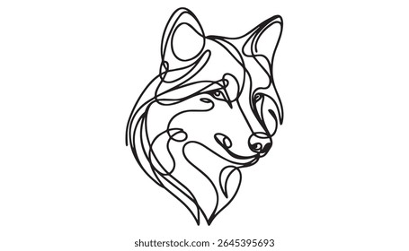 wolf head icon line art vector illustration on transparent background
