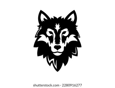 Wolf Head Icon Logo Flat Design Vector. Black Wolf Head