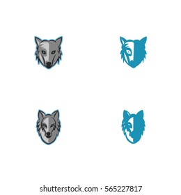 Wolf Head Icon Logo Vector Set Element