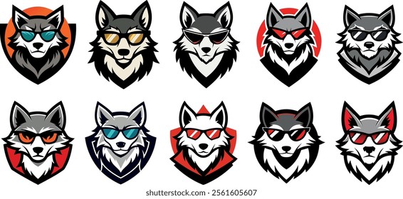 Wolf Head, icon, majestic logo style vector art illustration 
