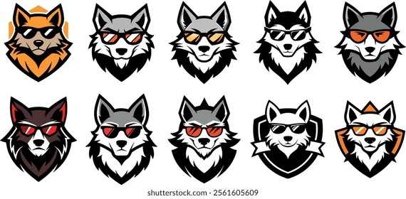 Wolf Head, icon, majestic logo style vector art illustration 
