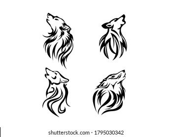 Wolf Head Icon Vector illustration. wolf face symbol. tattoo sign, emblem isolated on white background, Flat style for t-shirt graphic and silhouette, logo. EPS10.
