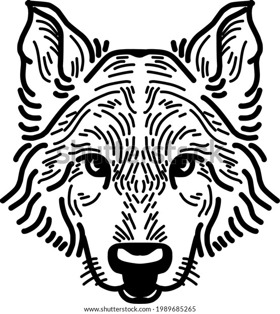 Wolf Head Illustration Line Art Vector Stock Vector (Royalty Free ...