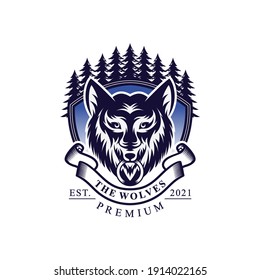 wolf head illustration Logo Design 