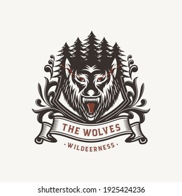 wolf head illustration Logo Design 