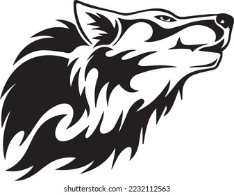 Wolf head illustration Logo Design. Wolf mascot vector art. Frontal symmetric image of a wolf looking dangerous.wolf face