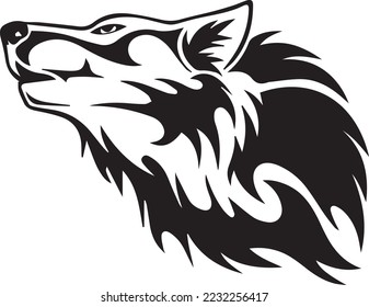 Wolf head illustration Logo Design. Wolf mascot vector art. Frontal symmetric image of a wolf looking dangerous.wolf face