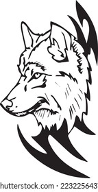 Wolf head illustration Logo Design. Wolf mascot vector art. Frontal symmetric image of a wolf looking dangerous.wolf face