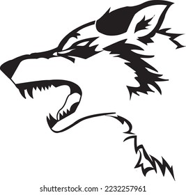 Wolf head illustration Logo Design. Wolf mascot vector art. Frontal symmetric image of a wolf looking dangerous.wolf face