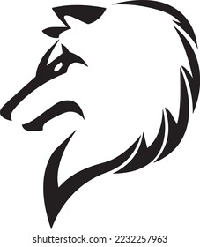 Wolf head illustration Logo Design. Wolf mascot vector art. Frontal symmetric image of a wolf looking dangerous.wolf face