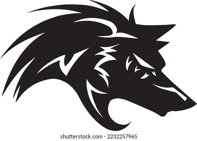 Wolf head illustration Logo Design. Wolf mascot vector art. Frontal symmetric image of a wolf looking dangerous.wolf face