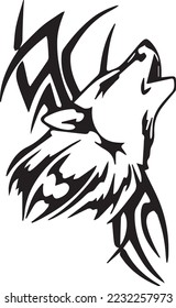 Wolf head illustration Logo Design. Wolf mascot vector art. Frontal symmetric image of a wolf looking dangerous.wolf face