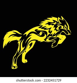 Wolf head illustration Logo Design. Wolf mascot vector art. Frontal symmetric image of a wolf looking dangerous.wolf face