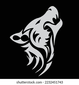 Wolf head illustration Logo Design. Wolf mascot vector art. Frontal symmetric image of a wolf looking dangerous.wolf face