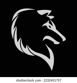 Wolf head illustration Logo Design. Wolf mascot vector art. Frontal symmetric image of a wolf looking dangerous.wolf face