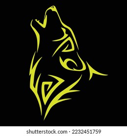 Wolf head illustration Logo Design. Wolf mascot vector art. Frontal symmetric image of a wolf looking dangerous.wolf face