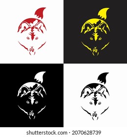 Wolf Head Illustration Logo in Four Colors