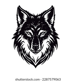 Ilustración de la cabeza del lobo sobre fondo blanco