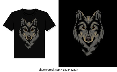 wolf head illustration t shirt design