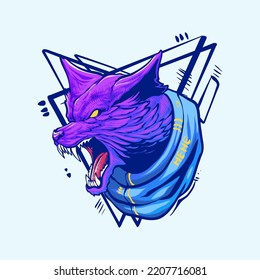 the wolf head illustration vector