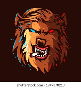 Wolf head illustration vector colour logo design