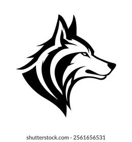 Wolf head illustration. Vintage Logo Stock.Vector of a wolf silhouette. icon tattoo logo design icon on white background.