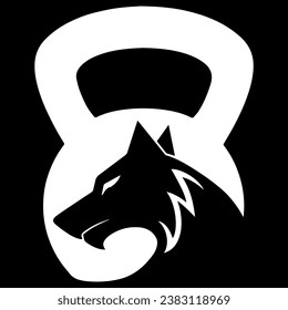 wolf head in the kettlebell gym logo design