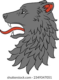 Wolf Head Kingdom Symbol Badge Vector Illustration