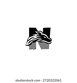 Wolf Head Letter N Logo Vector for esports and gaming teams. Ideal for competitive branding, team identity, streaming visuals, modern typography, and aggressive designs
Description