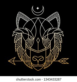 Wolf head line art illustration