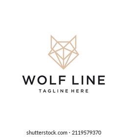 Wolf head line art logo design