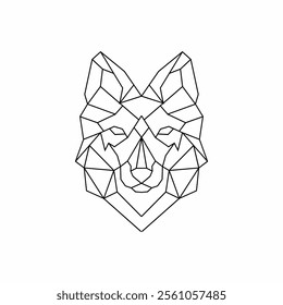 Wolf head with line art logo design inspiration