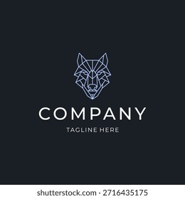 Wolf head line art logo with clean details and a strong wild identity.