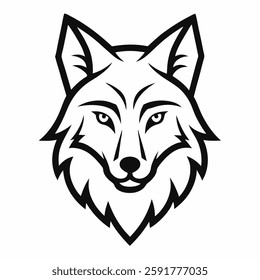 Wolf head line art on white background