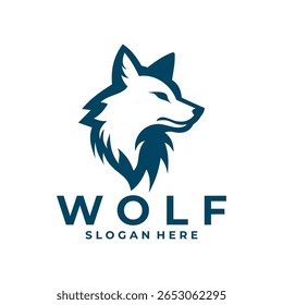 Wolf head in line art style. wolf animal logo design vector