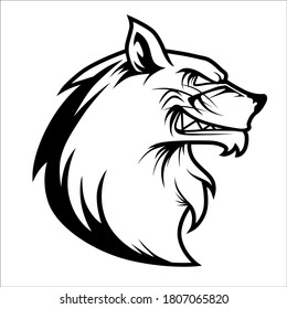 wolf head line art vector