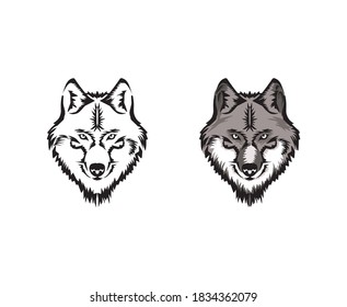 wolf head line and coloring sets vector. useful for logo design and identity 