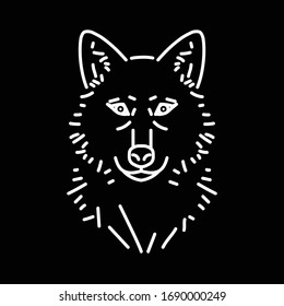 Wolf head line drawing. Vector illustration