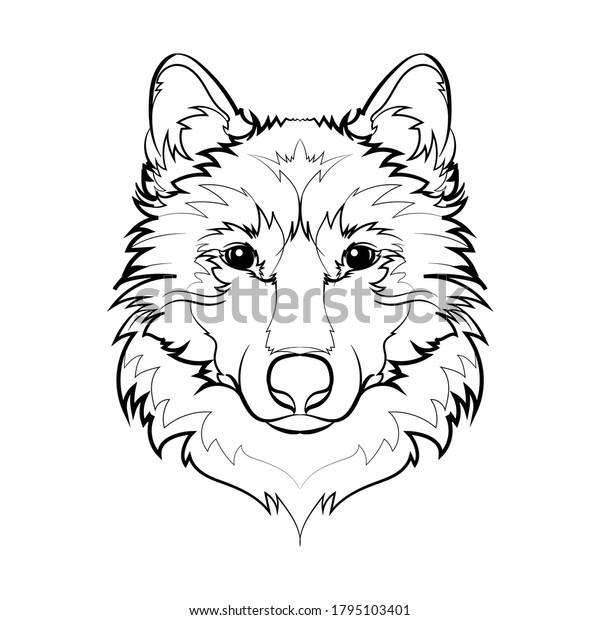 Wolf Head Line Drawing Vector Illustration Stock Vector (Royalty Free ...