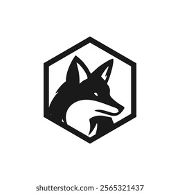 wolf head in the line hexagon