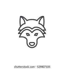 Wolf head line icon, outline vector sign, linear pictogram isolated on white. Symbol, logo illustration