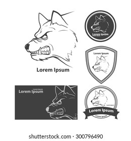 wolf head for logo, american symbol, simple illustration, sport team emblem, design elements