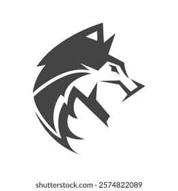 Wolf head logo, black minimalist wolf logo design ideas, simple modern wolf single logo