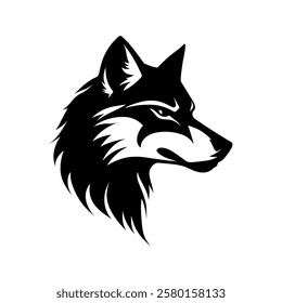 wolf head logo. Black and white simple vector. isolated on a white background. vector illustration. The logo for football team.