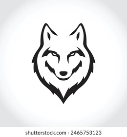 Wolf head logo design. Abstract wild animal emblem, Modern wolf silhouette logo. Vector illustration template, Wild animal logo. Wolf silhouette icon,