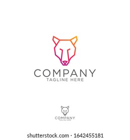 Wolf head logo design emblem vector illustration monoline modern gradation logo template
