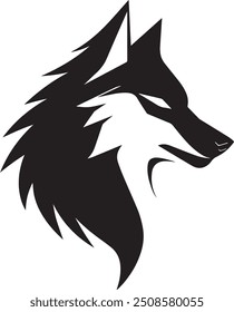 Vector de icono de diseño de logotipo de cabeza de lobo