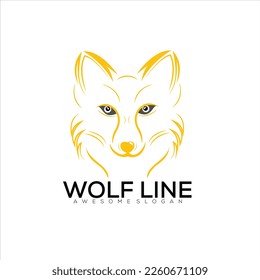 wolf head logo design line art colorful
