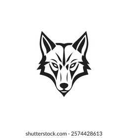 Wolf Head Logo Design Silhouette Vector Illustration